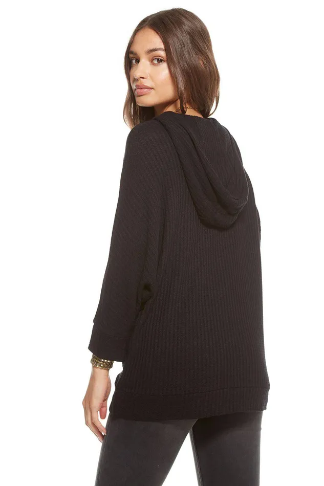 THERMAL 34 SLEEVE LACE UP DOLMAN HOODIE Womens Loungewear Chaser Brand