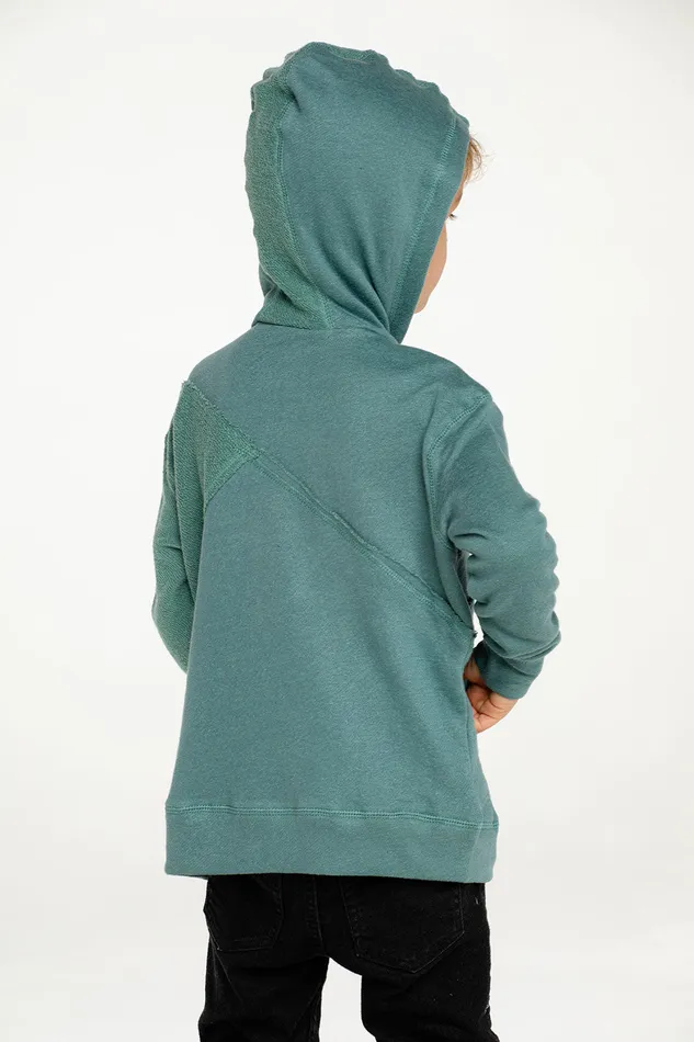 Tops Chaser Brand Boys Linen French Terry Blocked Reverse Panel Long Sleeve Zip Hoodie