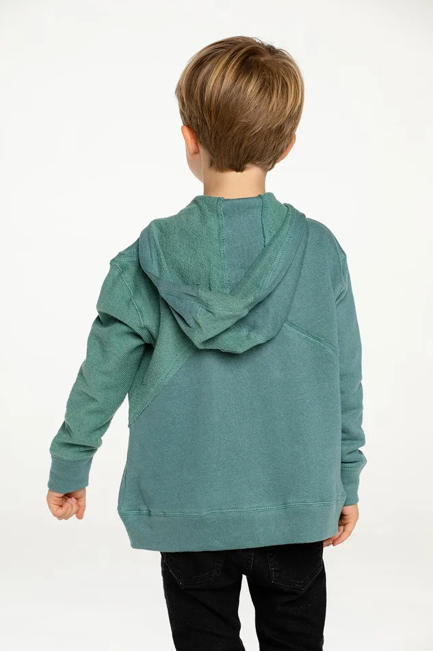 Tops Chaser Brand Boys Linen French Terry Blocked Reverse Panel Long Sleeve Zip Hoodie