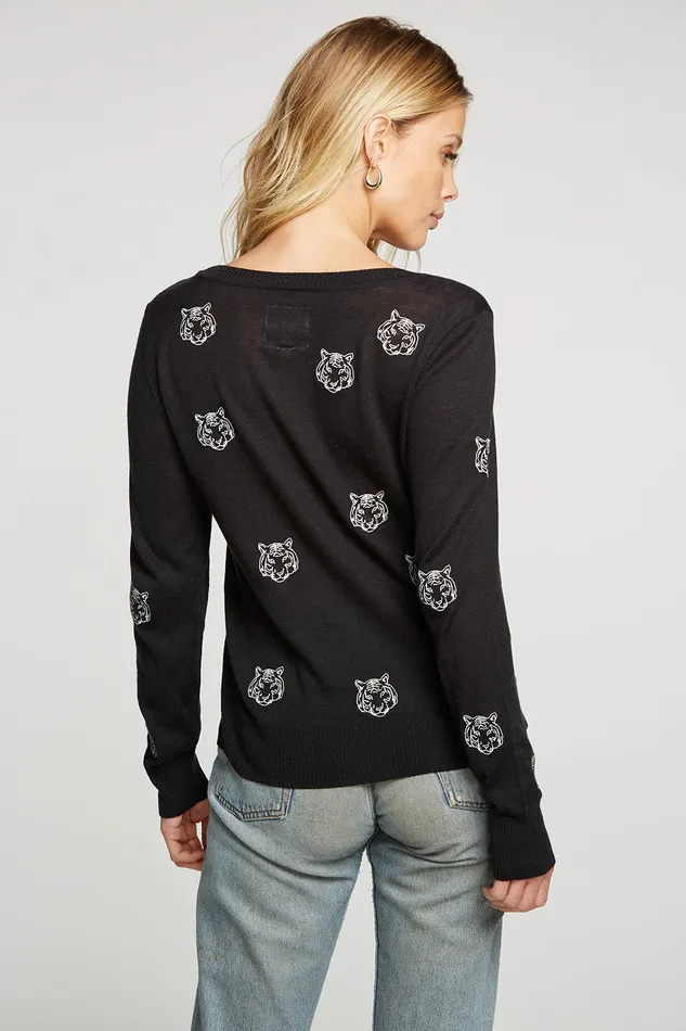 Tops Chaser Brand Womens Embroidery Tigers