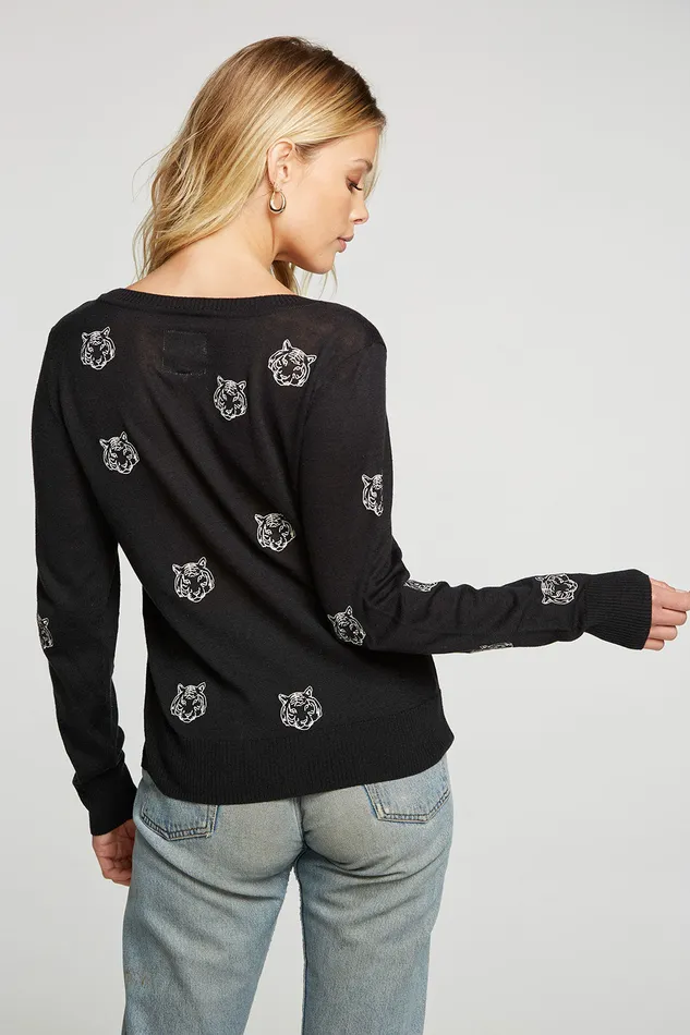 Tops Chaser Brand Womens Embroidery Tigers