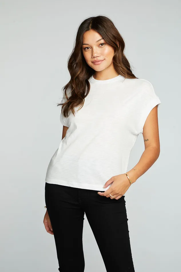 Tops Chaser Brand Womens Gauze Jersey Crew Neck Sleevless Dolman Tee