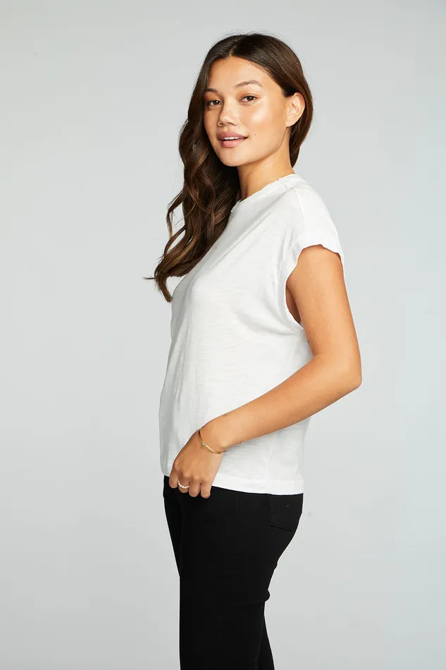Tops Chaser Brand Womens Gauze Jersey Crew Neck Sleevless Dolman Tee
