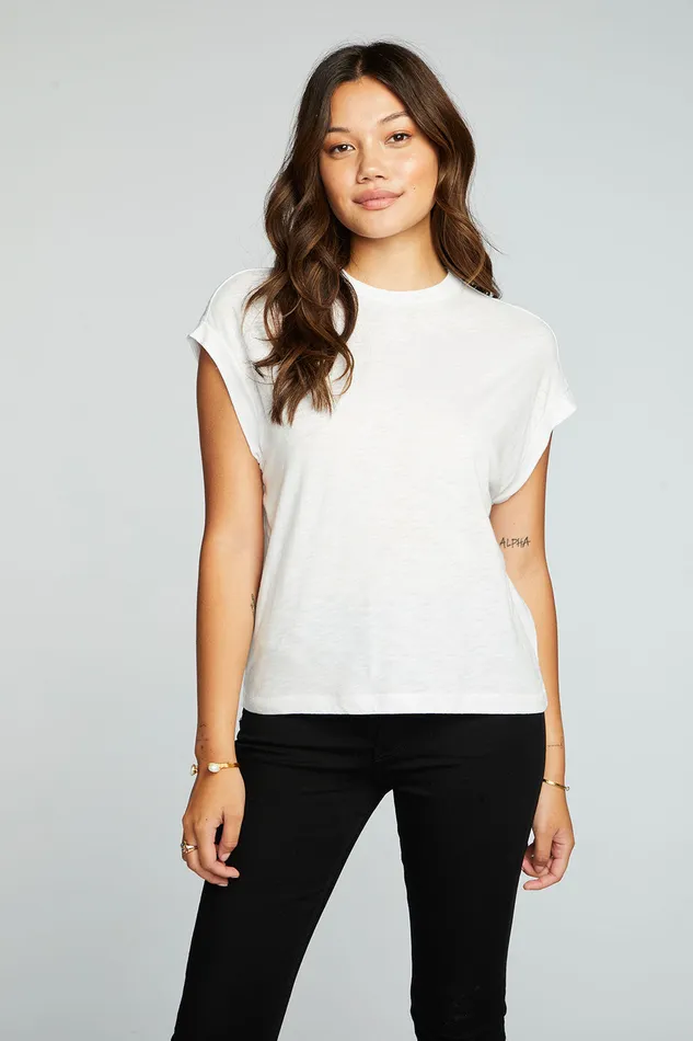 Tops Chaser Brand Womens Gauze Jersey Crew Neck Sleevless Dolman Tee