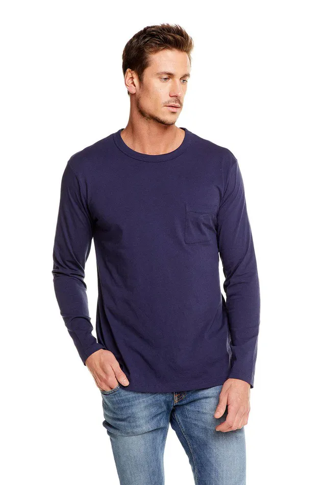 Tops COTTON JERSEY LS CREW NECK POCKET TEE Chaser Brand Mens