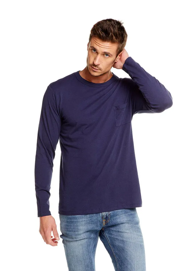 Tops COTTON JERSEY LS CREW NECK POCKET TEE Chaser Brand Mens