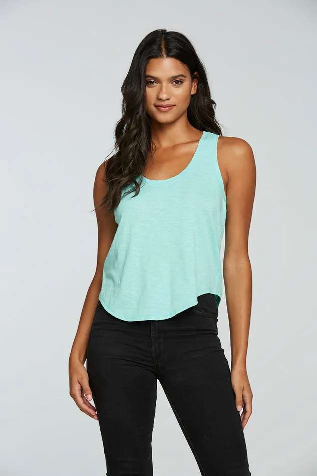 Tops Gauze Jersey Hi Lo Shirttail Racerback Tank Chaser Brand Womens