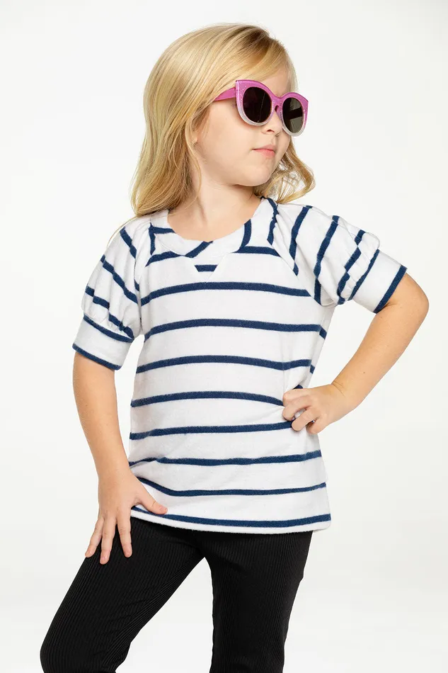 Tops Girls RPET Bliss Knit Puff Short Sleeve Pullover Chaser Brand
