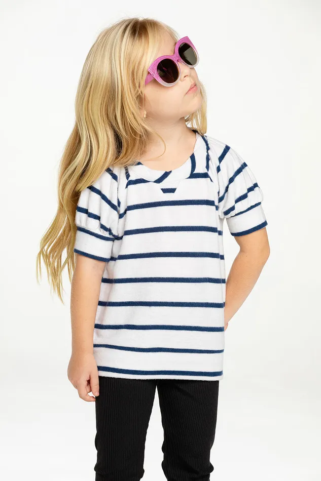 Tops Girls RPET Bliss Knit Puff Short Sleeve Pullover Chaser Brand