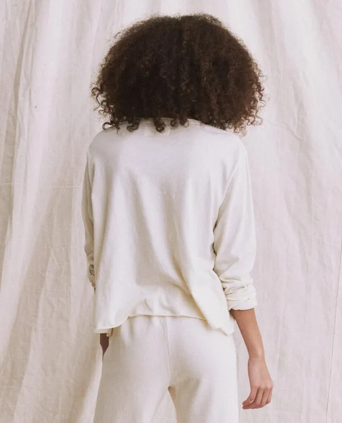 Tops Women039s The Great The Long Sleeve Crop Tee Washed White