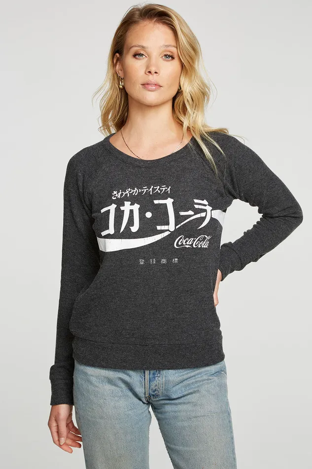 Tops Womens Coca Cola Japanese Logo Chaser Brand