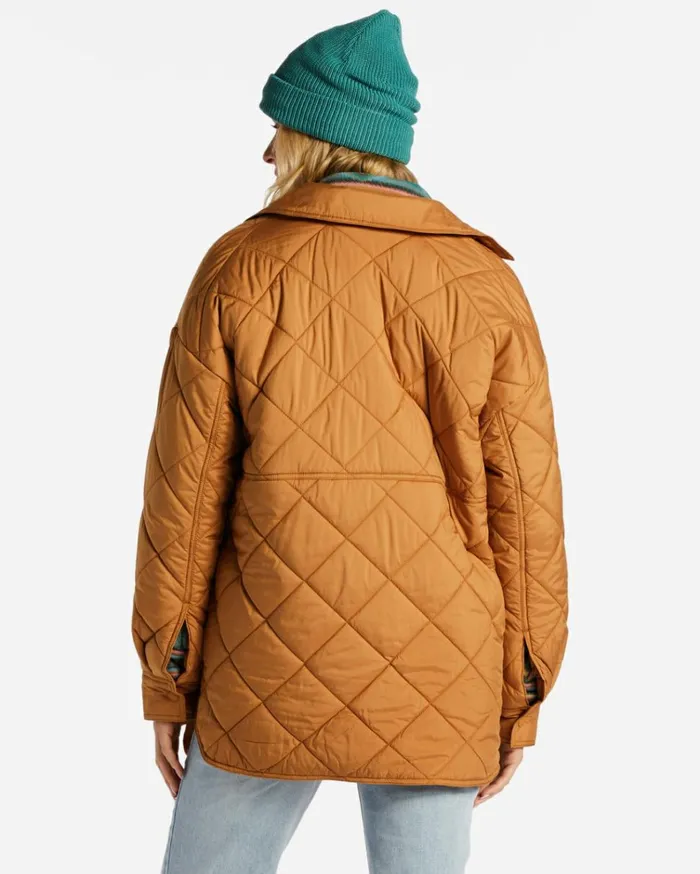Transport Shacket Snap Front Overshirt Caramel Women Billabong Jackets