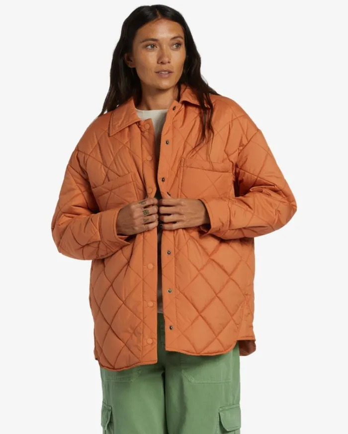 Transport Shacket Snap Front Overshirt Sunburnt Women Billabong Jackets