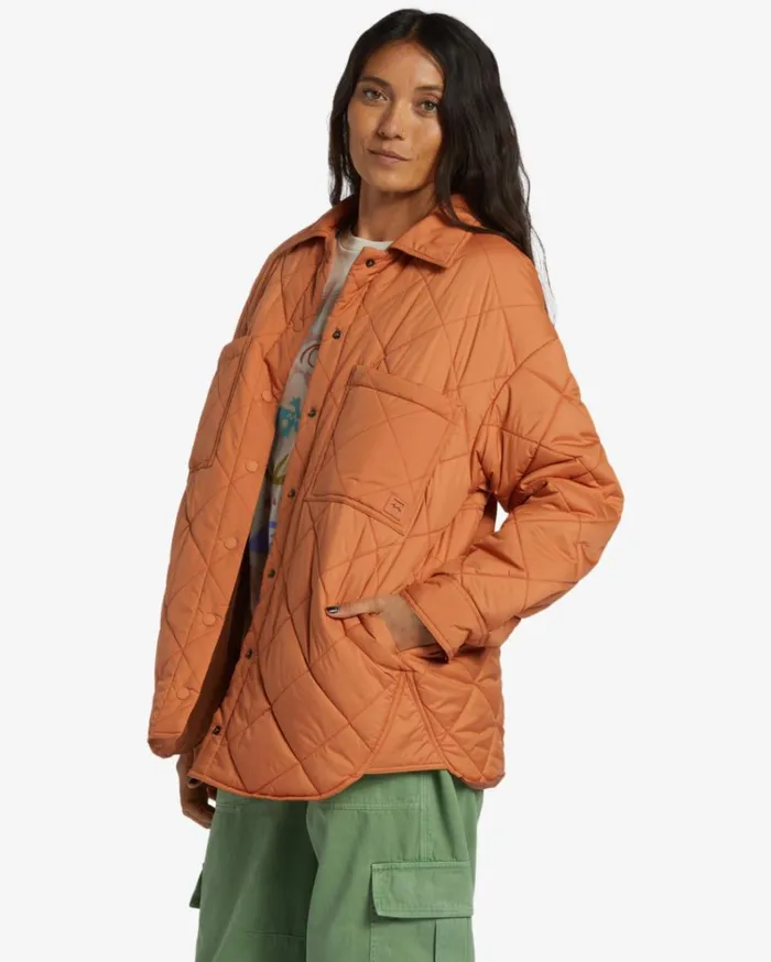 Transport Shacket Snap Front Overshirt Sunburnt Women Billabong Jackets