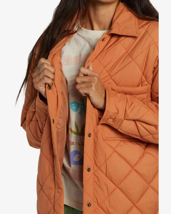Transport Shacket Snap Front Overshirt Sunburnt Women Billabong Jackets
