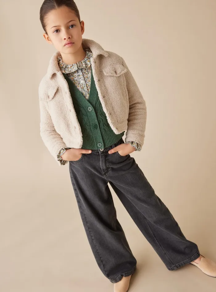 Trousers And Leggings Girl 216 Il Gufo Denim Palazzo Pants