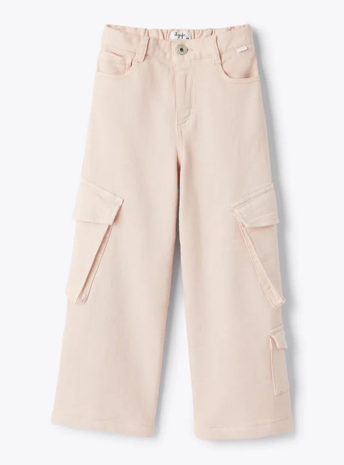 Trousers And Leggings Girl 216 Il Gufo Fleecelined Denim Cargo Pants
