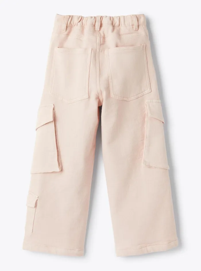 Trousers And Leggings Girl 216 Il Gufo Fleecelined Denim Cargo Pants