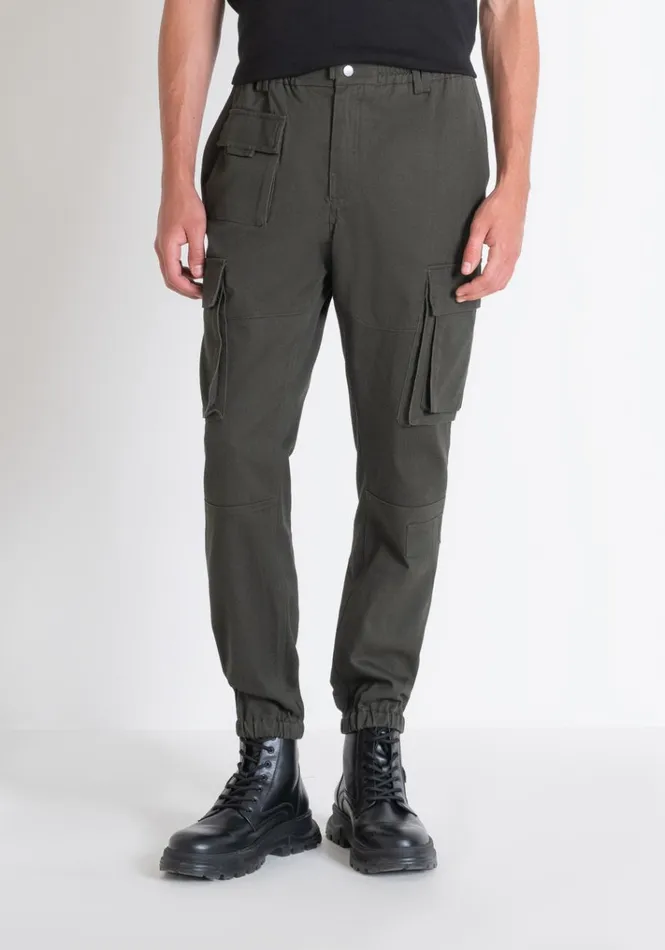 Trousers Men Antony Morato Regular Fit 034Dylan034 Green Cargo Trousers In Viscose Blend Dark Olive Green
