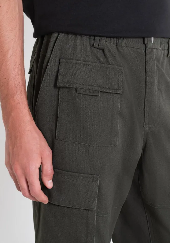 Trousers Men Antony Morato Regular Fit 034Dylan034 Green Cargo Trousers In Viscose Blend Dark Olive Green