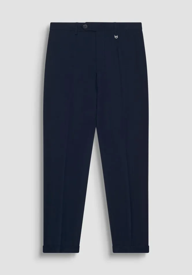 Trousers Men Antony Morato Slim Ankle Length Fit 034Rad034 Trousers In Elastic Viscose Blue Ink