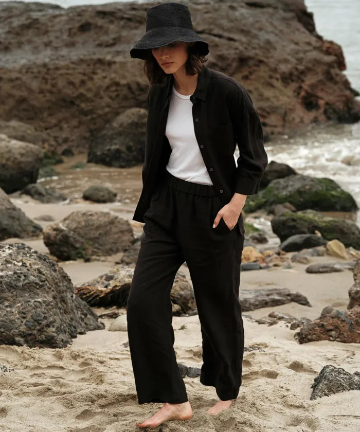 Trousers Women Jenni Kayne Linen Logan Pant Black