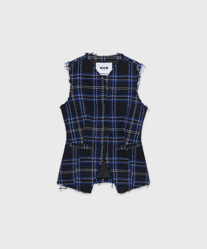 Tweed MaxiCheck Vest Women MSGM Blazers
