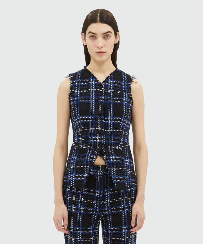 Tweed MaxiCheck Vest Women MSGM Blazers