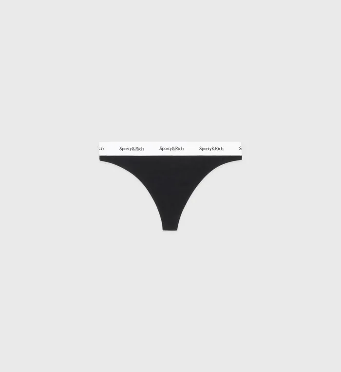 Underwear Women Sporty and Rich Serif Logo Thong 8211 Black