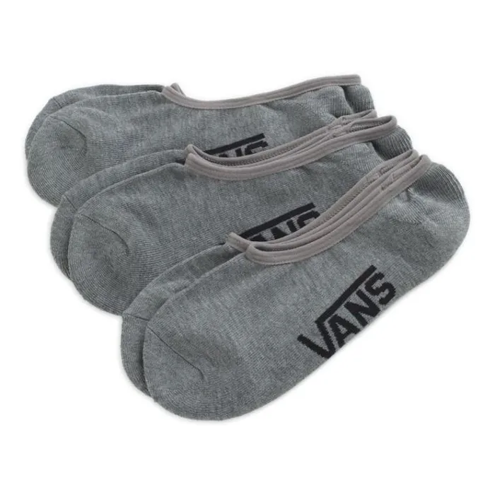 Vans Classic Super No Show Socks 3 Pair Pack Heather Grey Mens Socks