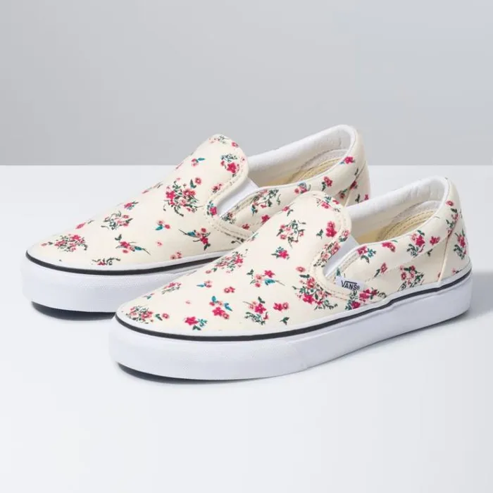 Vans Ditsy Floral Classic SlipOn Classic WhiteTrue White MensWomens Classics Shoes
