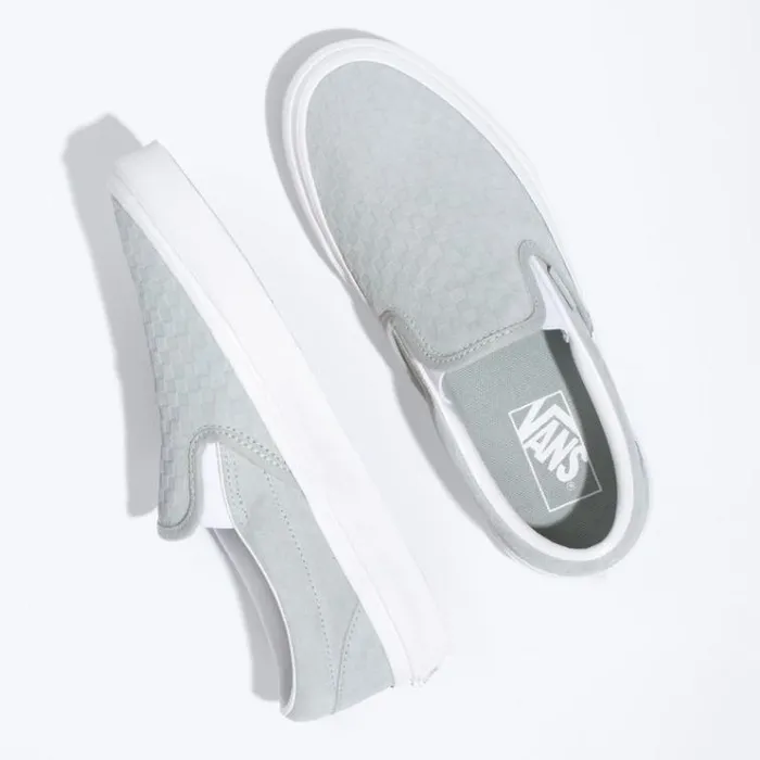 Vans Emboss Mini Check Classic SlipOn Mirage GrayTrue White MensWomens Classics Shoes Vans Emboss Mini Check Classic SlipOn Mirage GrayTrue White MensWomens Classics Shoes