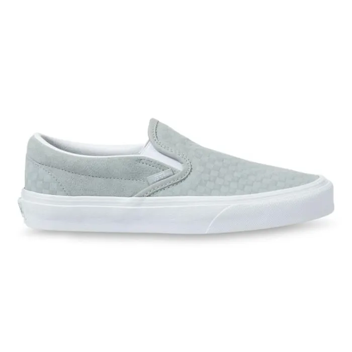 Vans Emboss Mini Check Classic SlipOn Mirage GrayTrue White MensWomens Classics Shoes Vans Emboss Mini Check Classic SlipOn Mirage GrayTrue White MensWomens Classics Shoes