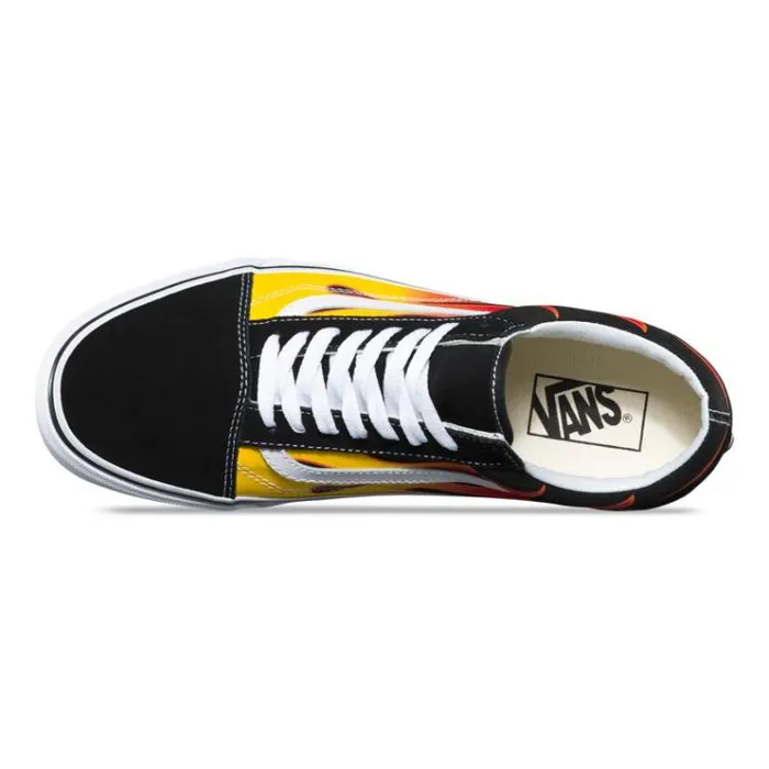 Vans Flame Old Skool BlackBlackTrue White Mens Classics Shoes
