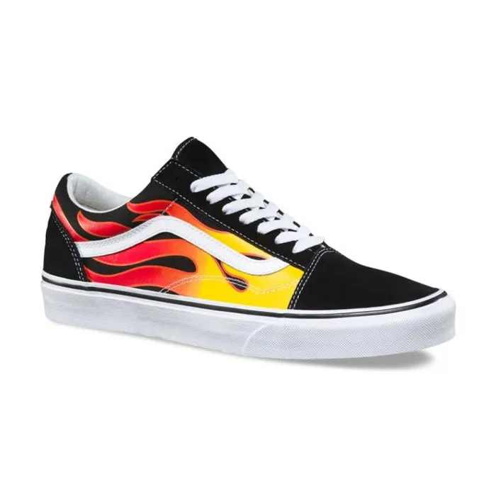Vans Flame Old Skool BlackBlackTrue White Mens Classics Shoes