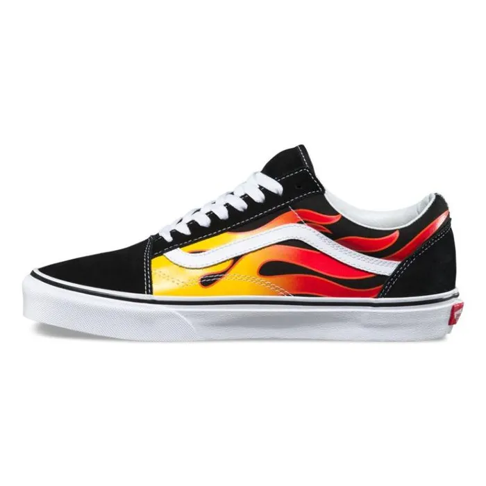 Vans Flame Old Skool BlackBlackTrue White Mens Classics Shoes