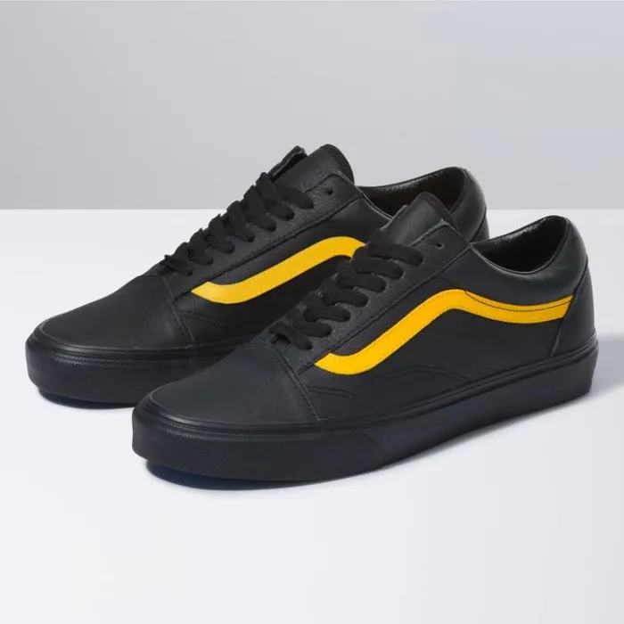 Vans Leather Pop UA Old Skool BlackLemon Chrome MensWomens Classics Shoes