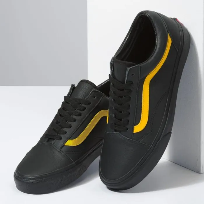 Vans Leather Pop UA Old Skool BlackLemon Chrome MensWomens Classics Shoes Vans Leather Pop UA Old Skool BlackLemon Chrome MensWomens Classics Shoes