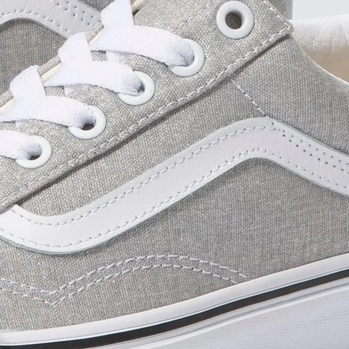 Vans Old Skool Silver LurexTrue White MensWomens Classics Shoes Vans Old Skool Silver LurexTrue White MensWomens Classics Shoes
