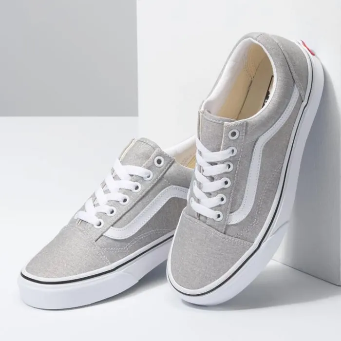 Vans Old Skool Silver LurexTrue White MensWomens Classics Shoes Vans Old Skool Silver LurexTrue White MensWomens Classics Shoes