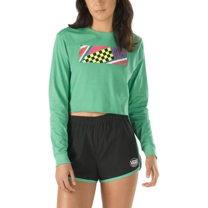 Vans Ramp Tested Cropped Long Sleeve Tee Green Spruce Womens TShirts and Tanks