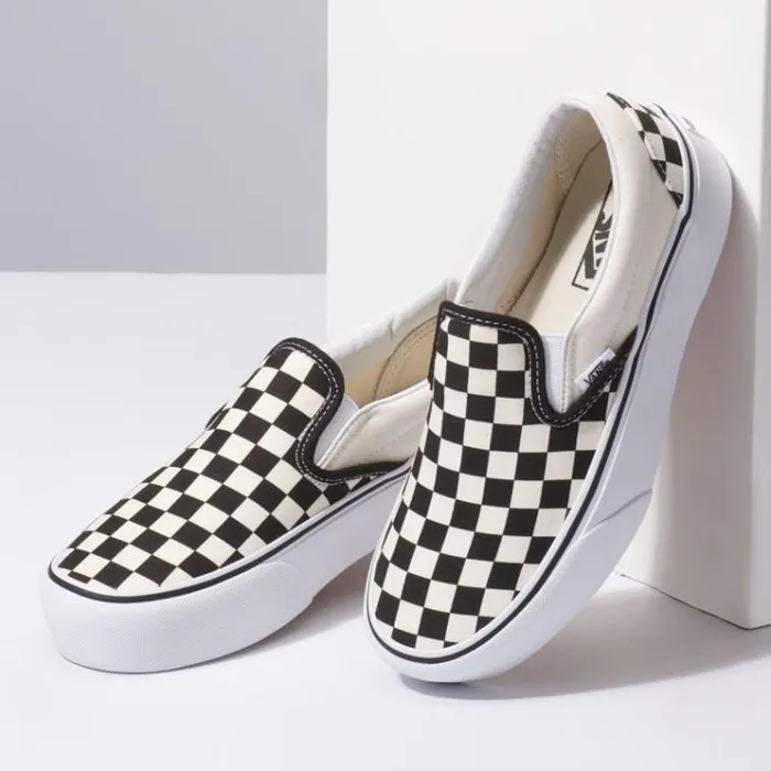 Vans SlipOn Platform Black And White Checkerwhite Womens Classics Shoes Vans SlipOn Platform Black And White Checkerwhite Womens Classics Shoes