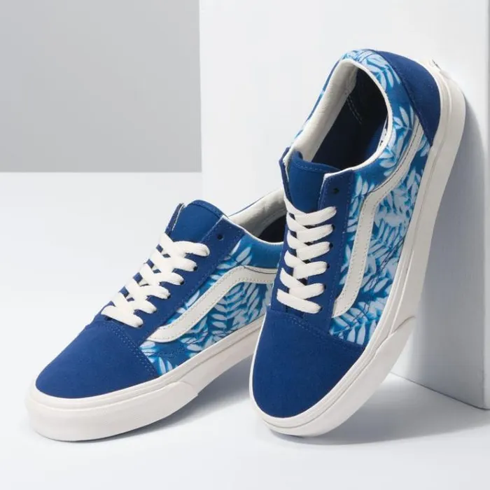 Vans Solar Floral Old Skool True BlueMarshmallow Womens Classics Shoes Vans Solar Floral Old Skool True BlueMarshmallow Womens Classics Shoes