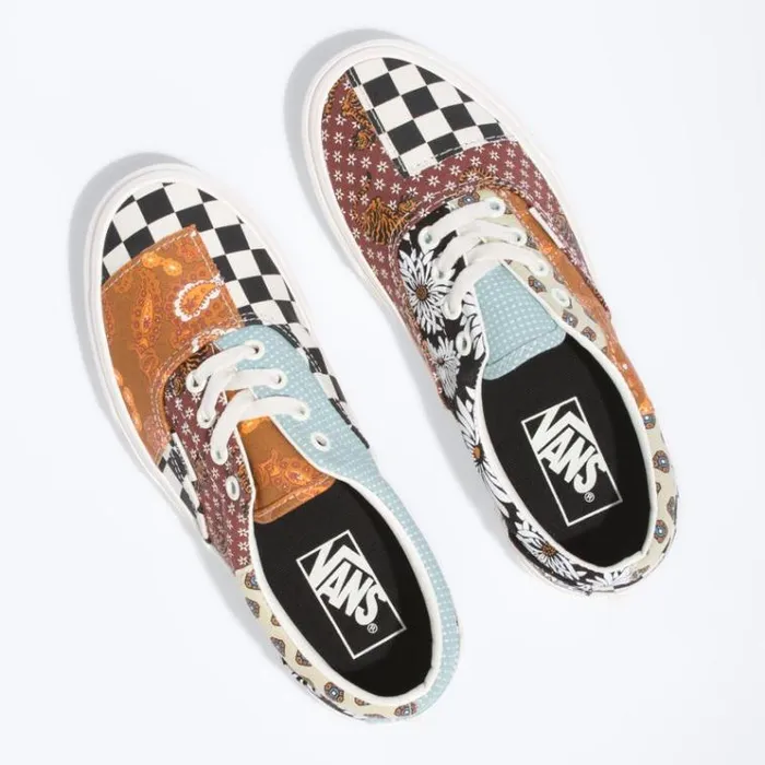Vans Tiger Patchwork Era BlackTrue White MensWomens Classics Shoes Vans Tiger Patchwork Era BlackTrue White MensWomens Classics Shoes