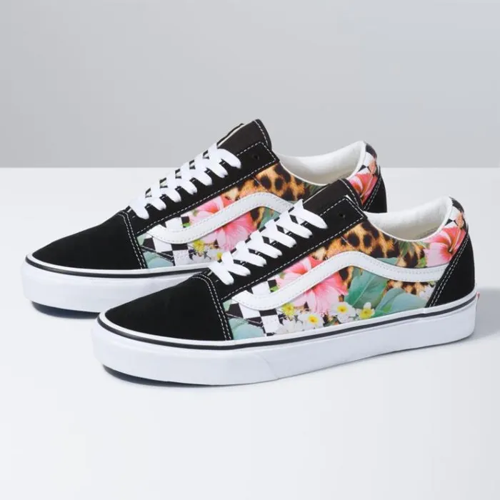 Vans Tropical Animal Check Old Skool True WhiteMulti MensWomens Classics Shoes