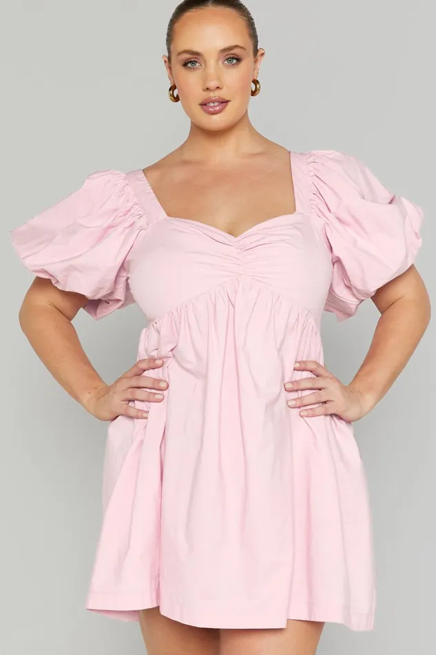 Vashti Mini Dress 8211 Puff Sleeve Sweetheart Dress In Light Pink Women Showpo Curve Clothes