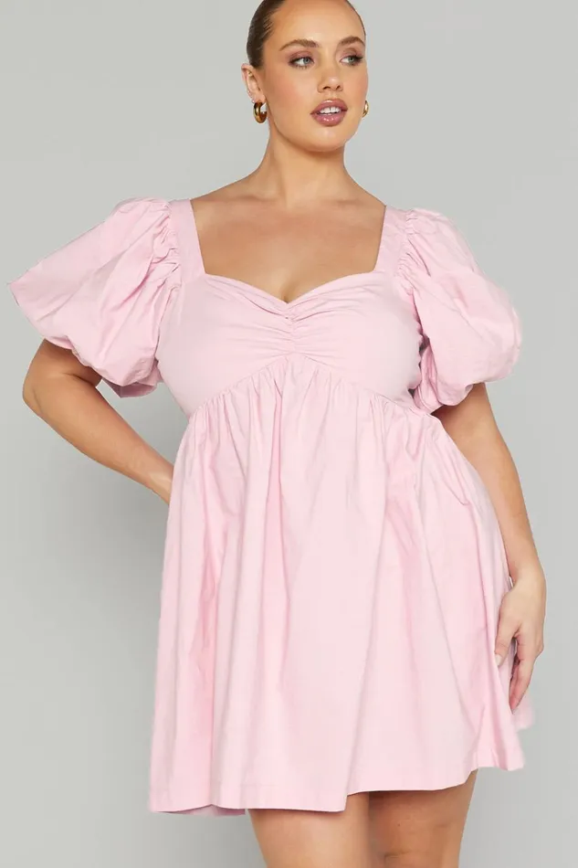 Vashti Mini Dress 8211 Puff Sleeve Sweetheart Dress In Light Pink Women Showpo Curve Clothes