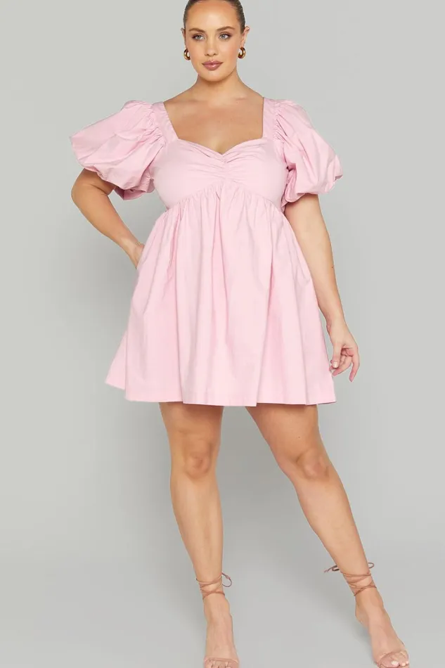 Vashti Mini Dress 8211 Puff Sleeve Sweetheart Dress In Light Pink Women Showpo Curve Clothes
