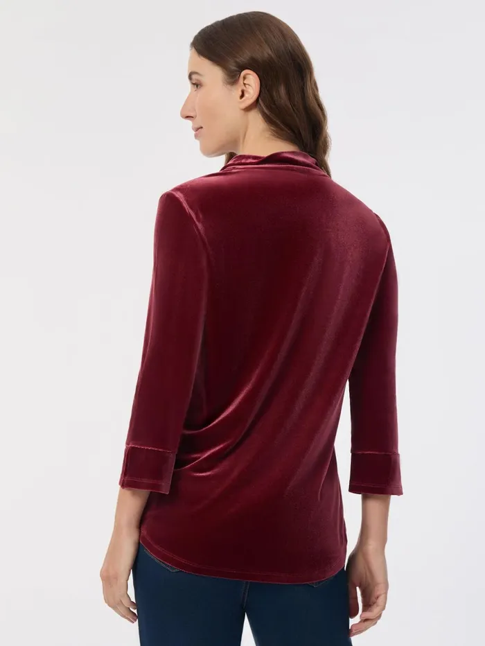 Velour PopOver Collar Top Women Jones New York Tops and Blouses Velour PopOver Collar Top Women Jones New York Tops and Blouses