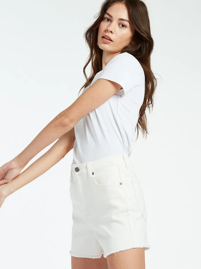 Volcom Denim Stone Step High Rise Denim Shorts 8211 Star White Star White 8211 Womens